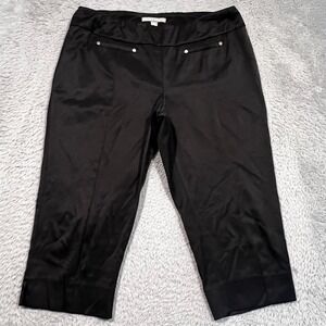 Valerie Stevens Pull On Crop Pants Women's 10P Petite‎ 34x19 Black Faux Pockets